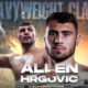 This poster shows players representing the David Allen vs Filip Hrgovic bout.