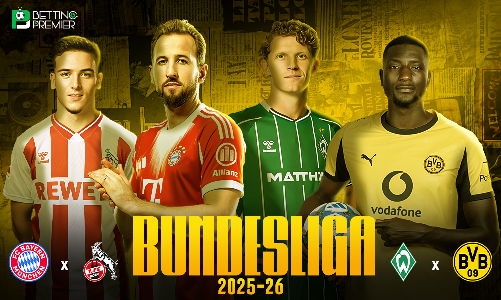 The poster captures the intense clash between the teams, both forcefully looking for a European League spot in Bundesliga Matchday 34.