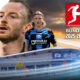 The poster features the high-speed Bundesliga Relegation game between Wolfsburg and Paderborn.