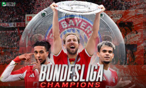 This poster shows Bayern Munich representing their Bundesliga win.
