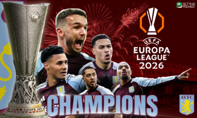 This poster shows Aston Villa players, representing their Europa League triumph.