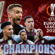 This poster shows Aston Villa players, representing their Europa League triumph.