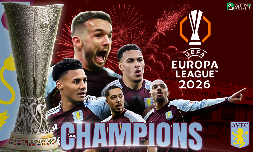 This poster shows Aston Villa players, representing their Europa League triumph.