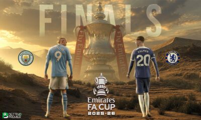 This poster delivers the clash for the FA Cup Final between Chelsea and Manchester City.