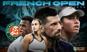The poster for the French Open 2026 features a first-round clash among several notable players in the tennis world.