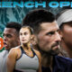 The poster for the French Open 2026 features a first-round clash among several notable players in the tennis world.