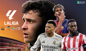 This poster shows La Liga teams to represent upcoming matchups.