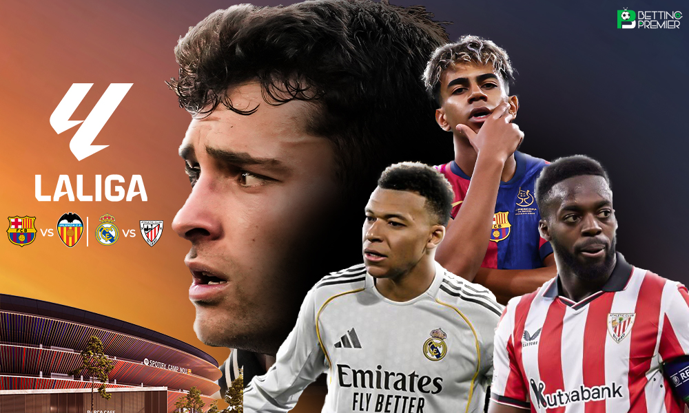 This poster shows La Liga teams to represent upcoming matchups.