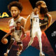 This poster shows NBA teams to represent upcoming matchups.