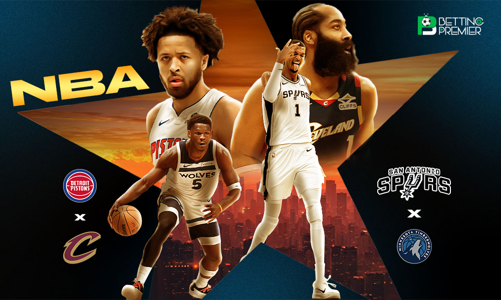 This poster shows NBA teams to represent upcoming matchups.