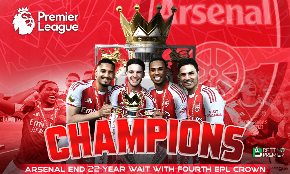 This poster commemorates Arsenal's fourth Premier League title, and they have won it 14 times in English football.