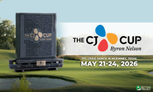 The image depicts the CJ CUP Byron Nelson 2026, featuring top golfers playing at TPC Craig Ranch in McKinney.