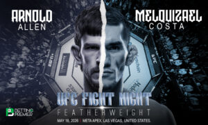 This image denotes a UFC Fight Night feature between Allen vs. Costa for the featherweight title in the octagon.