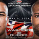 The poster shows the fearless face-off between Wardley vs Dubois: WBO World Heavyweight Title.