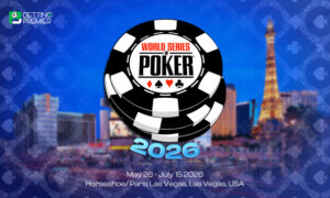 This poster represents a poker game for the upcoming World Series of Poker in May 2026.