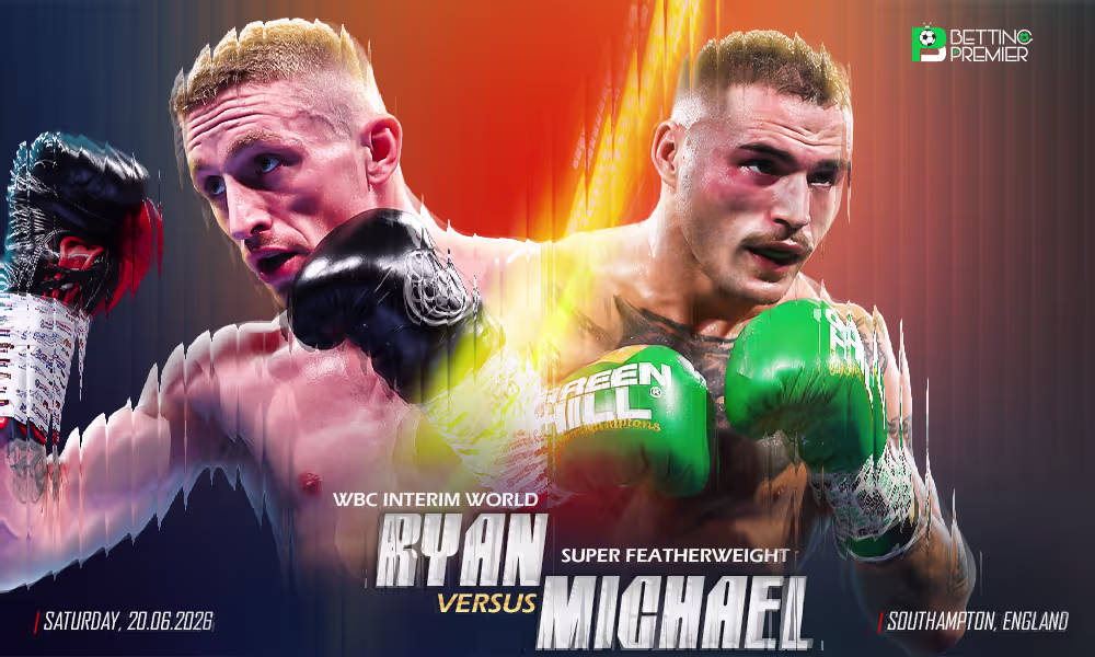 The poster shows the face-off between Garner and Magnesi for the Interim WBC World Super Featherweight title.