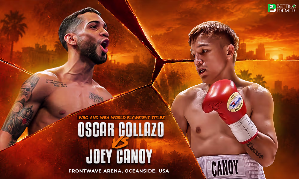 This poster features boxers promoting the Oscar Collazo vs. Joey Canoy fight.