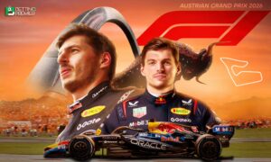 The image shows the Formula One world featuring the 2026 Austrian Grand Prix, with elite drivers on the track.