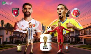 This poster shows FIFA teams to represent upcoming matchups.