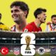 This poster shows FIFA teams to represent upcoming matchups.