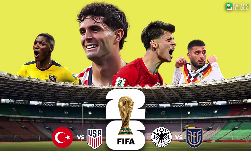 This poster shows FIFA teams to represent upcoming matchups.