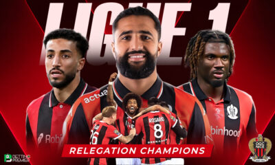 This poster denotes a Nice champion of the Ligue 1 relegation playoffs game for next season, shifting the advantage taken.