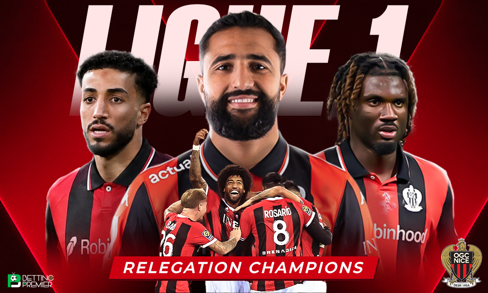This poster denotes a Nice champion of the Ligue 1 relegation playoffs game for next season, shifting the advantage taken.
