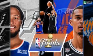 This poster shows NBA teams to represent upcoming matchups.