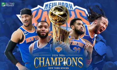 This poster shows the New York Knicks representing the 2026 NBA Championship.