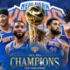 This poster shows the New York Knicks representing the 2026 NBA Championship.