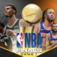 This poster shows NBA teams to represent upcoming matchups.