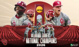 This poster shows Oklahoma celebrating its win in the College World Series final.