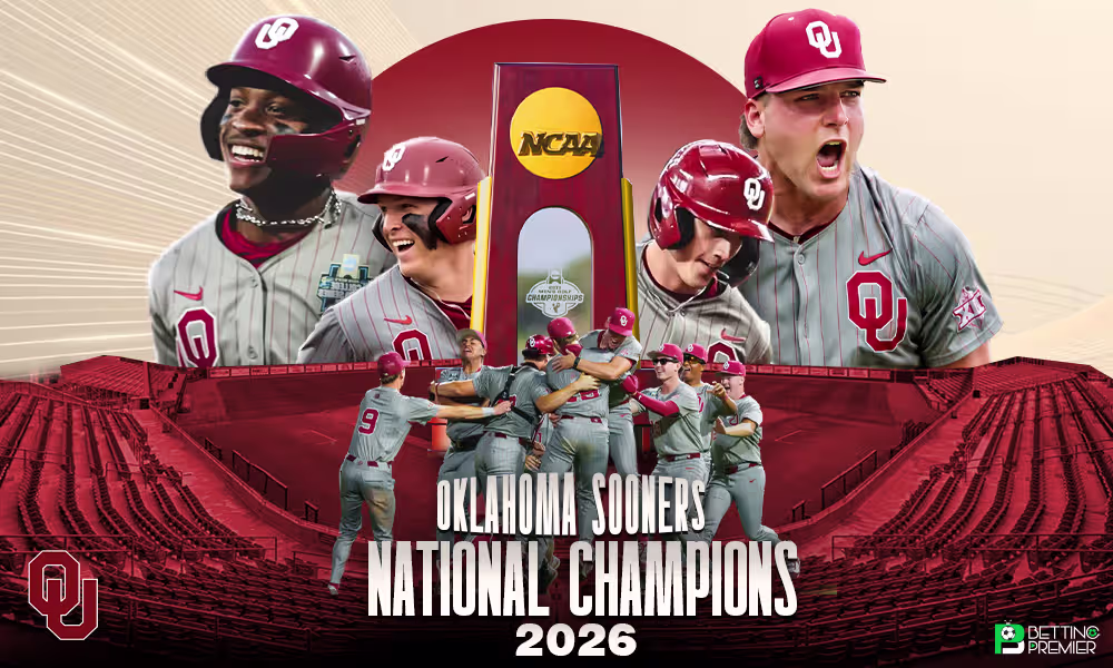 This poster shows Oklahoma celebrating its win in the College World Series final.
