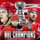 This poster shows the Carolina Hurricanes representing the NHL 2026 Champions.