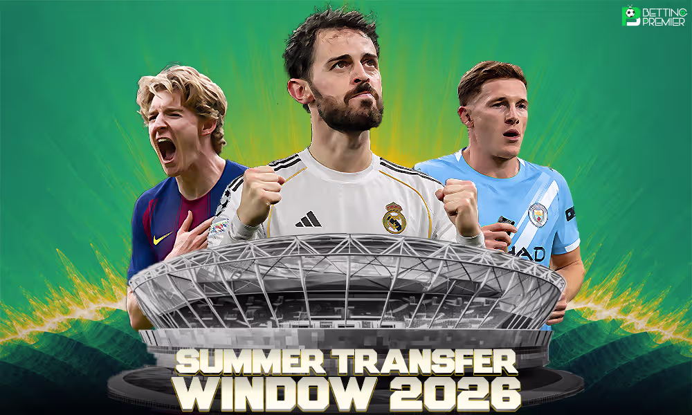 This poster shows players representing the Summer Transfer Window.