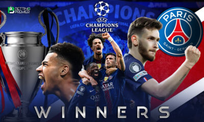 This poster shows PGS players representing their UCL win.