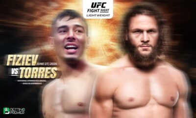 The poster denotes a UFC Fight Night featuring Fiziev and Torres for the lightweight title.