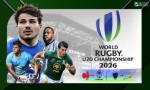 This poster shows teams representing the upcoming World Rugby U-20 Championship.