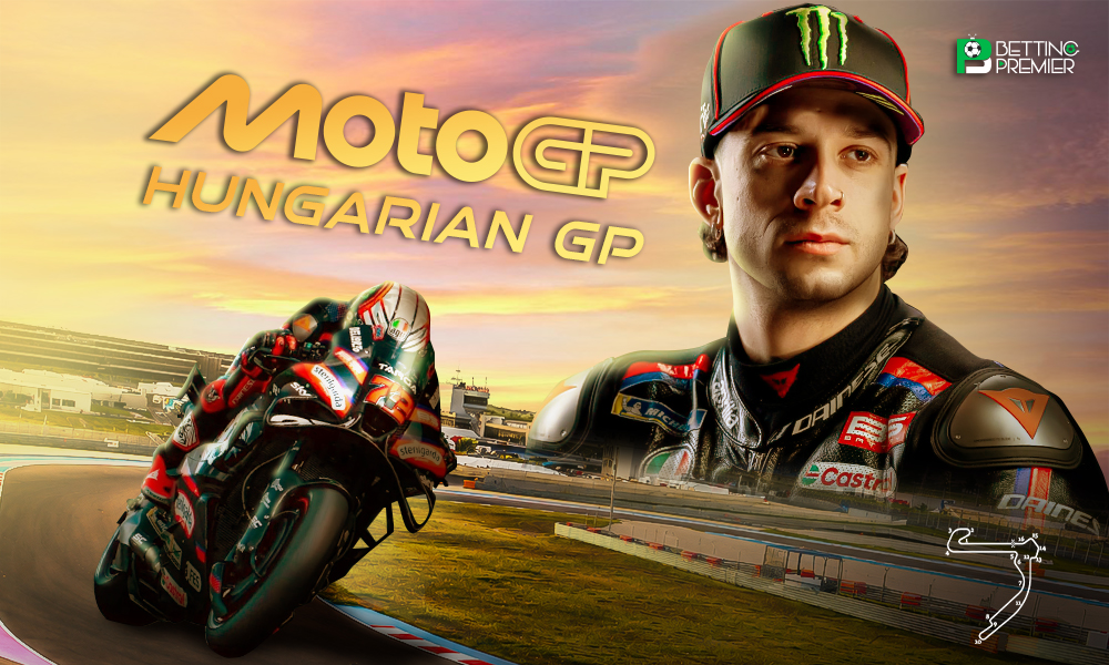 This poster shows Marco Bezzecchi representing the upcoming MotoGP Hungarian GP.