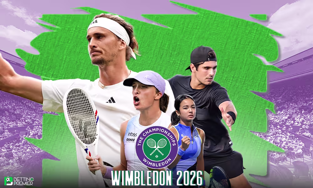 This picture represents Wimbledon 2026, featuring a third-round clash between elite players on the court.