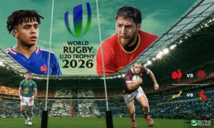 The poster defines the top teams clashing in the group stage of the World Rugby U20 Championship.