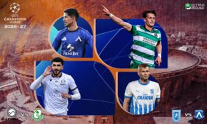 This poster denotes that the UEFA Champions League 2026-27 will feature top-tier clubs in the second leg of the second qualifying round.