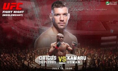 The UFC Fight Night features a middleweight title fight between Du Plessis and Usman inside the octagon.