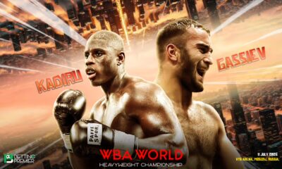 The poster delivers the Heavyweight clash between Gassiev vs Kadiru in Moscow, Russia.