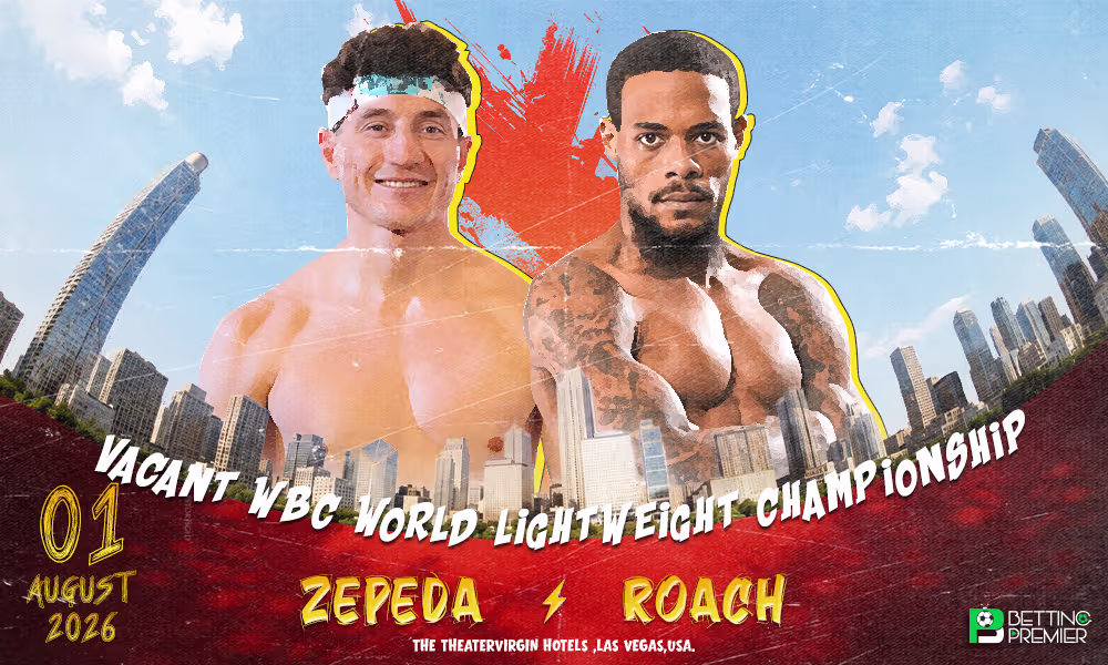 The poster features the Roach vs Zepeda fight for the Vacant WBC World Lightweight Championship.