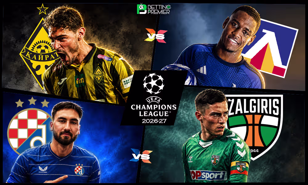 This poster represents the UEFA Champions League 2026-27, featuring a third qualifying round with top leading clubs.