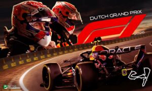 This poster shows the F1 Dutch Grand Prix 2026 featuring top elite drivers competing on the track.