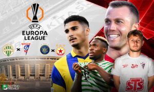 The poster delivers the high-aggregate teams clashing for the permanent spot in the UEFA Europa League 2026-27 season.