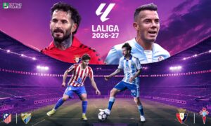 This poster shows La Liga 2026-27 teams to represent the upcoming matchups.