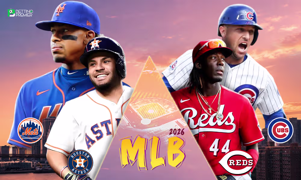 This poster shows MLB 2026 teams to represent the upcoming matchups.
